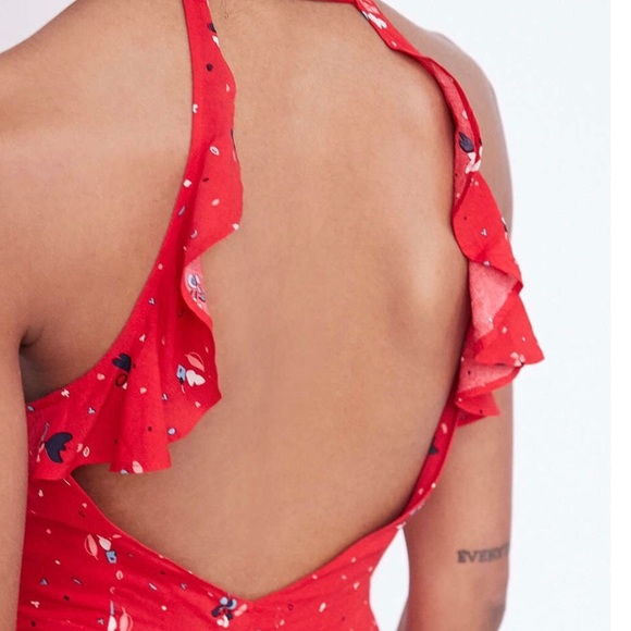 Urban Outfitters Kimchi Blue: Red Fit+Flare Romper - Picture 2 of 5